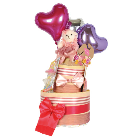 クマとハートのおむつケーキイメージ