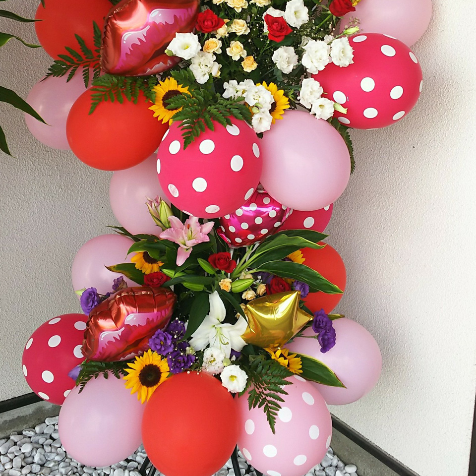 2段式バルーンスタンド花イメージ