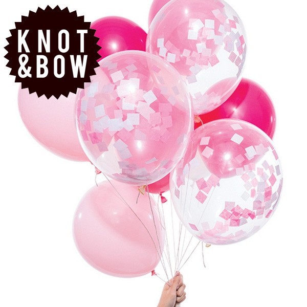 【ヘリウム無し】風船 KNOT&BOW パーティーバルーン（12個入り）ピンクミックス