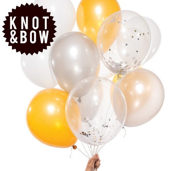 【ヘリウム無し】風船 KNOT&BOW パーティーバルーン（12個入り）メタリックミックス