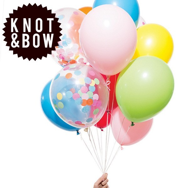 【ヘリウム無し】風船 KNOT&BOW パーティーバルーン（12個入り）レインボーミックス