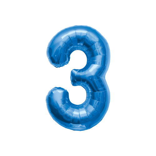 【MOJ113】文字バルーン（ブルー）『3』