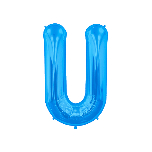 【MOJ140】文字バルーン（ブルー）『U』