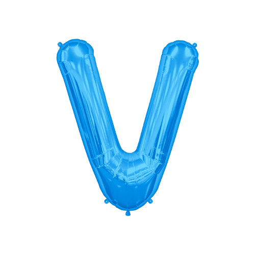 【MOJ141】文字バルーン（ブルー）『V』