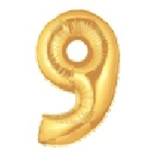 【MOJ35】文字バルーン（ゴールド）『9』