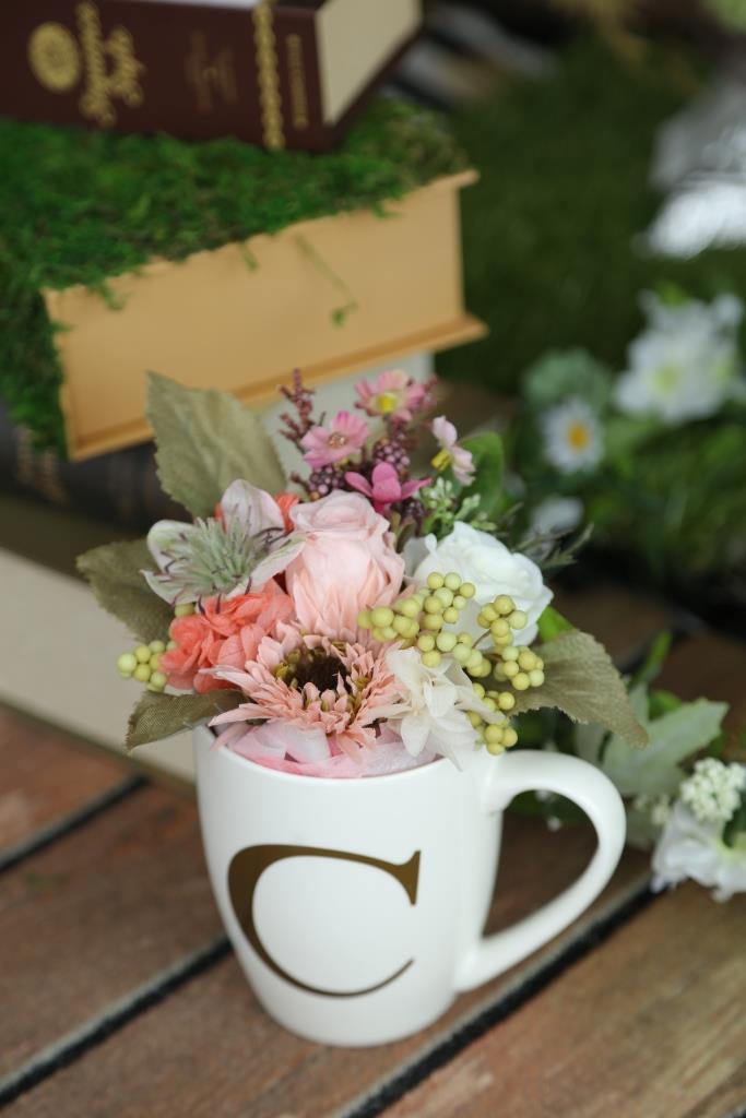 イニシャルマグカップフワラー（ピンク）