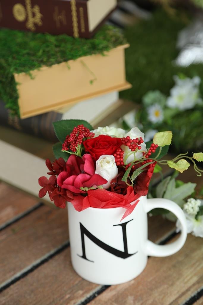 イニシャルマグカップフワラー（レッド）